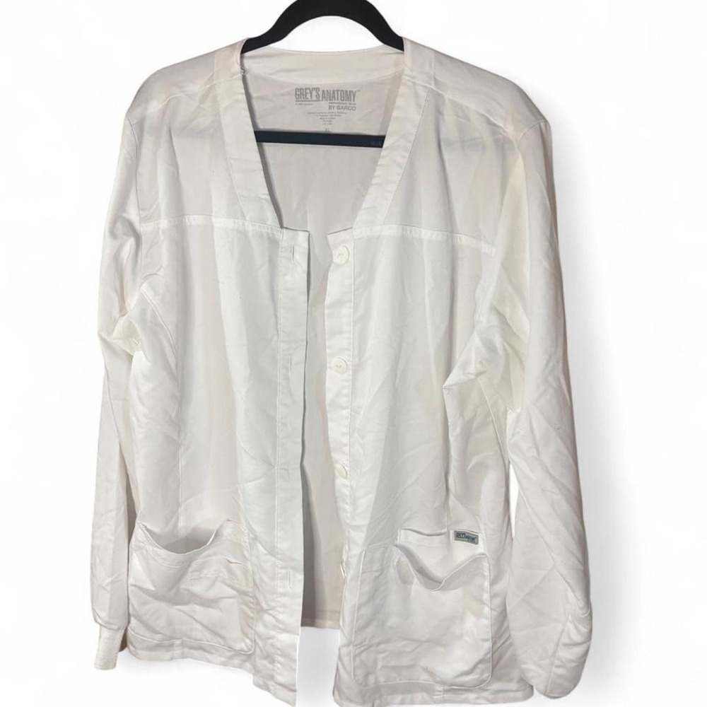 Greys Anatomy by Barco White Long Sleeve Scrub Jacket Pockets XL